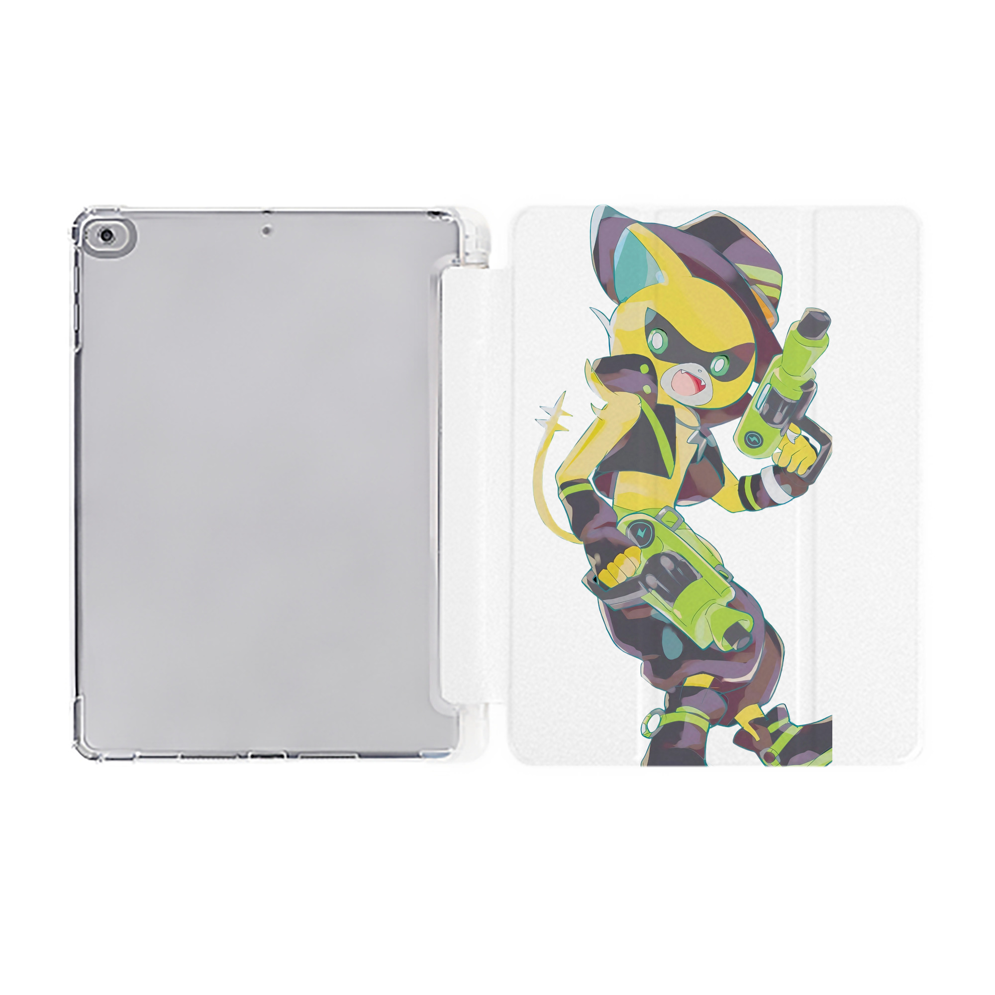 （画像用） 妖怪ウォッチ Yo-kai Watch IPad ケース ペン収納付き 三つ折りスタンド PUレザー×シリコン 対応機種9.5/10.5/10.9インチ
